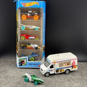 Lot of 7 Toy Cars Ice Cream Truck & Hot Wheels Street Beasts Croc Rod
